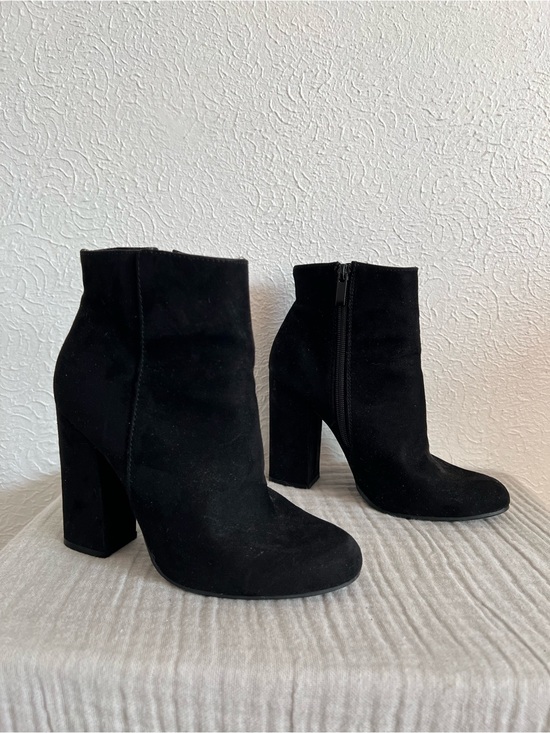 BAMBOO Shoes - Bamboo Women's Suede-like Black Ankle Boots Block Heel
